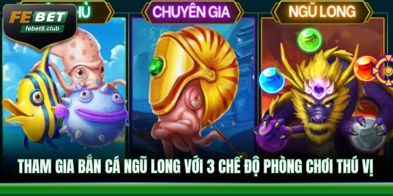 Tham gia săn cá với 3 chế độ phòng chơi thú vị